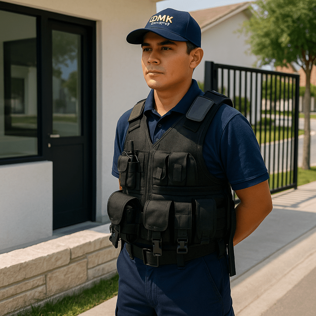 guardia de seguridad residencial con chaleco
